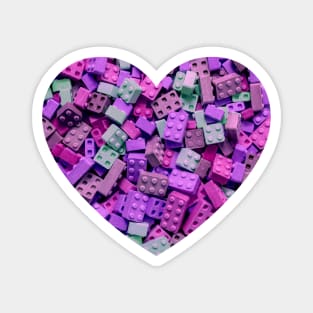 Purple and Pink Colorful Candy Building Blocks and Bricks Heart Photograph Magnet