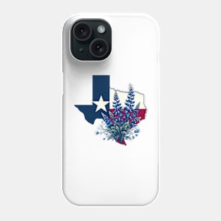 Texas Wildflowers - Texas Flag with Bluebonnets Phone Case