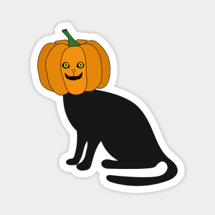 Scary pumpkin head cat Magnet