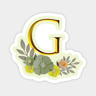 Monogram Alphabet Flower G Magnet