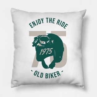 Enjoy the Ride - Old Baker Vintage Motorcycle Tee | Classic Biker Pillow