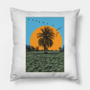 Date Palm Tree Graphic Art Pillow