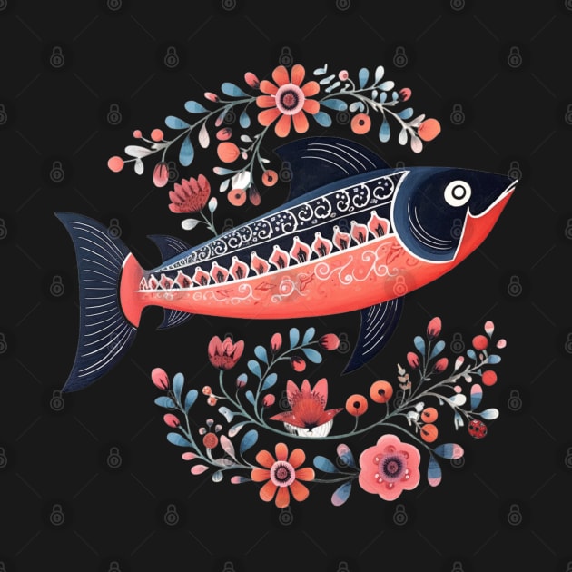 A Cute Salmon Scandinavian Art Style by Studio Red Koala