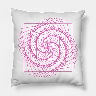 Geometric pink square spiral - relaxing pattern Pillow