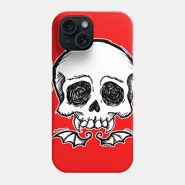 Scribbly Vampire Skull Phone Case by Jan Grackle