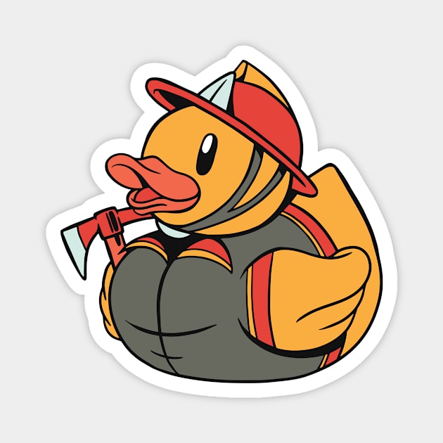 Cute Fire Fighter Rubber Ducky // Fireman Rubber Duckie Magnet by Now Boarding