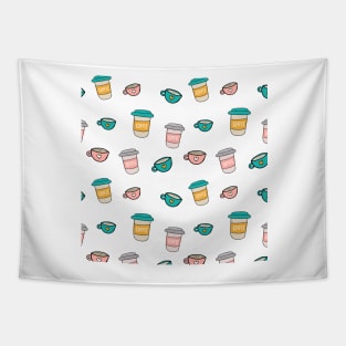 Happy coffee cups and mugs Tapestry