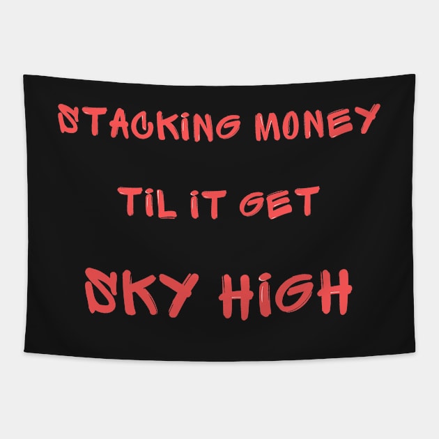 Stacking money til it get sky high Tapestry by IOANNISSKEVAS