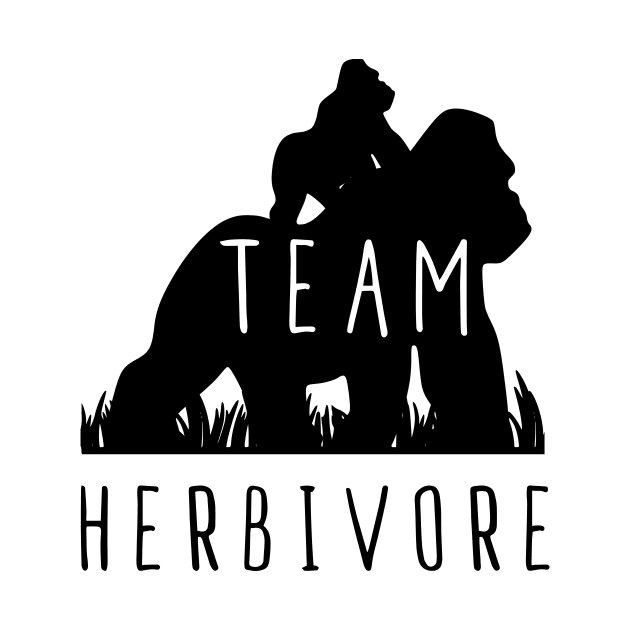 Team Herbivore Gorilla Vegan T-Shirt, Gift Tee For animal lover, Vegetarian Women and Men, white by junghc1