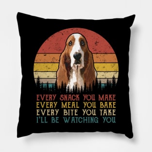 Retro Basset Hound Every Snack You Make Every Meal You Bake Pillow