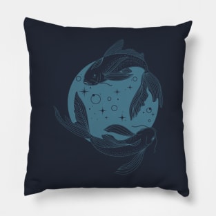 Two Long-Finned Fish in a Circular Dance Pillow