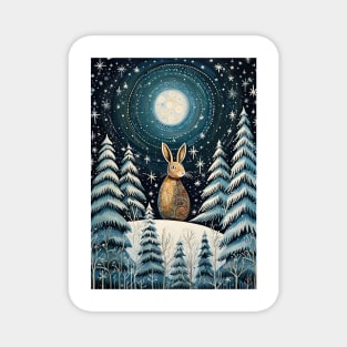 Moonlit Reverie: The Hare's Serenity Magnet