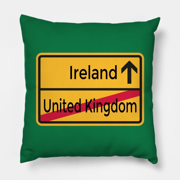 United Kingdom to Ireland Brexit Sign Pillow by HipsterSketch