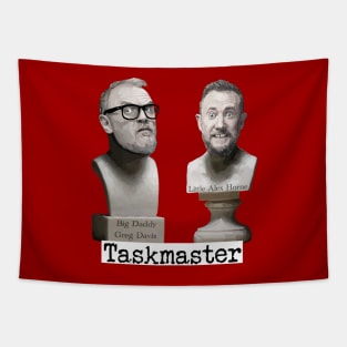 Taskmaster statues with text - Greg Davis & Alex Horne - sticker, card, cushion, socks Tapestry