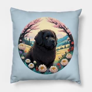 Newfoundland Dog Landscape Pillow