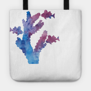 A coral and fish Tote