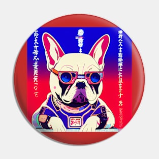 Dog Frenchie as a 80's anime Pin