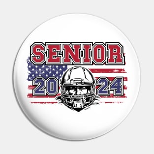 Retro Senior 2024 Football player Student Gift Us Flag Pin