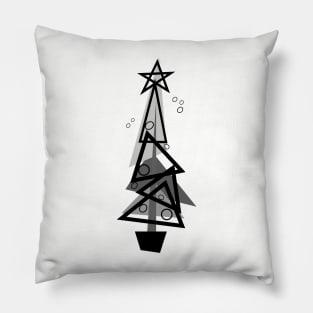 Mid-Century Christmas Tree ( gray scale ) Pillow