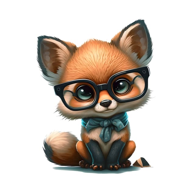 Cute clever cute cartoon - fox with glasses one T-Shirt by MLArtifex