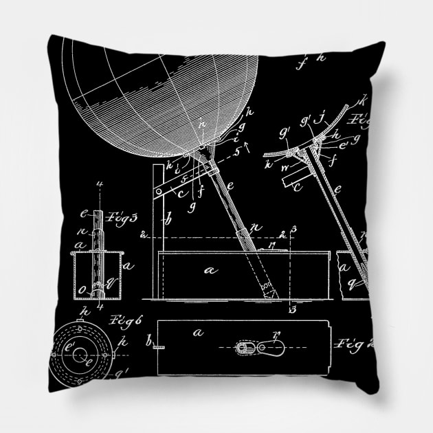 Geographical Globe Vintage Patent Hand Drawing Pillow by TheYoungDesigns