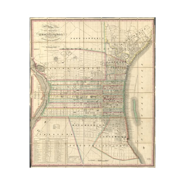 Vintage Map of Philadelphia Pennsylvania (1830) by Bravuramedia