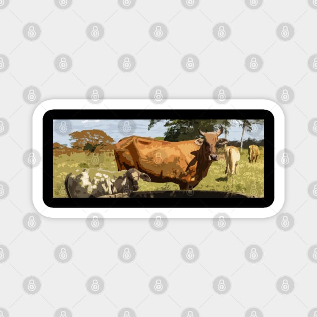 cow in the field Magnet by rickylabellevie