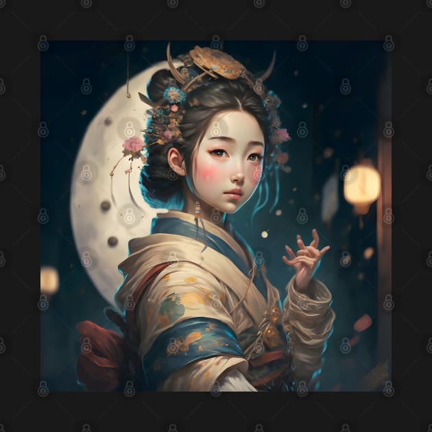 Japanese moon girl by Spaceboyishere