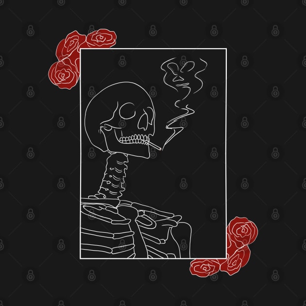 Smoking Skeleton With Roses | Death by Incubuss Fashion