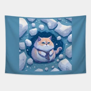 watercolor mutant icy cat in her hiding place sticker Tapestry