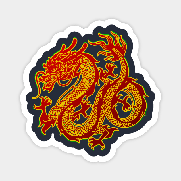 Yellow Dragon Red Magnet by letnothingstopyou