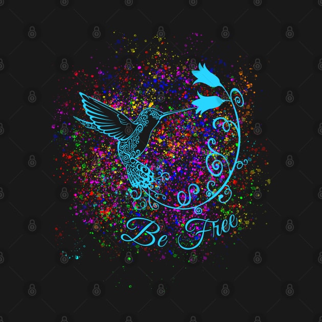 Hummingbird "Be Free" Doodle Art by Designs by Darrin