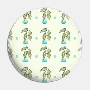 Dotted Begonia Pattern in Light Green | Houseplants | Botanicals | Watercolor Pin