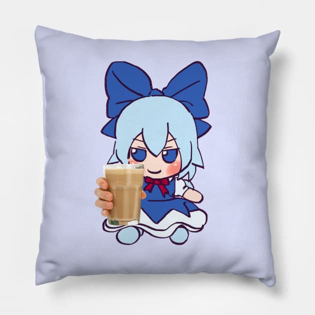 Mudwizard draws cirno fumo plush giving you choccy milk because your epic baka / touhou  meme Pillow by mudwizard