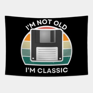 I'm not old, I'm Classic | Floppy | Retro Hardware | Vintage Sunset | '80s '90s Video Gaming Tapestry