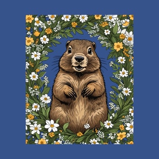 Massachusetts Mayflowers and Groundhog Woodchuck 4 T-Shirt