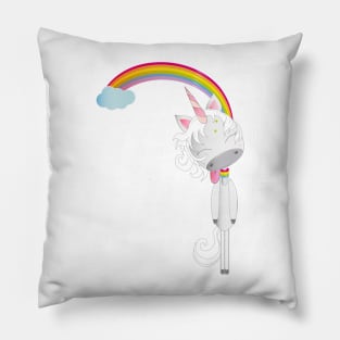 Unicorn hangs on the rainbow Pillow