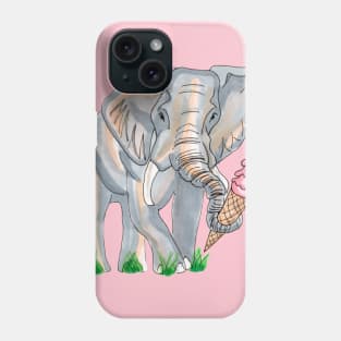 Ice cream eating elephant Phone Case