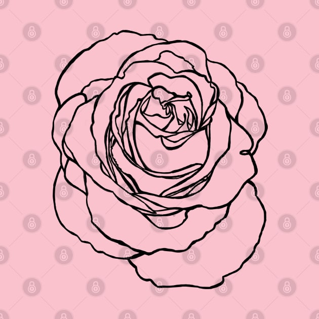 Rose Flower Outline Line Art by badlydrawnbabe