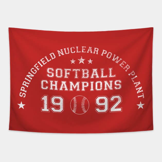 Springfield Nuclear Power Plant Softball Champs (White) Tapestry by winstongambro