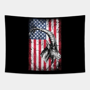 Patriotic Goat American Flag Tapestry