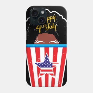 Happy 4th of July, Afro girl t-shirt Phone Case