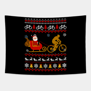 Mens Santa Sleigh Bike Sledding Christmas Cycling Tapestry