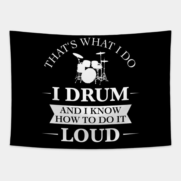 I play drums loud funny drummer gift Tapestry by JeZeDe