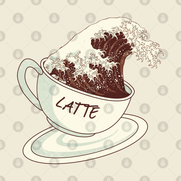 Dramabite The Great Wave of Cafe Latte Coffee by dramabite