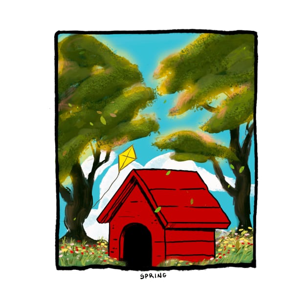 The Red Dog House in Spring by Madelinn