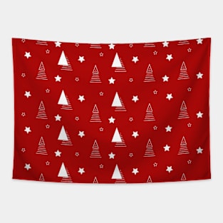 Red Christmas pattern elegant minimal tree Tapestry