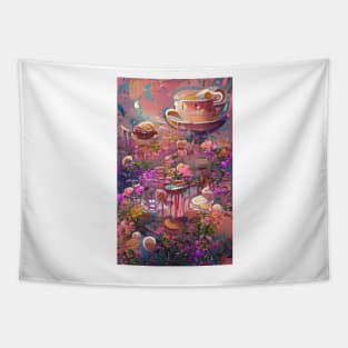 Psychedelic pink floral coffee | psychedelic floral coffee Tapestry