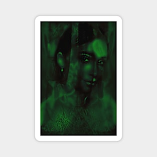 Beautiful girl, fantasy like. Dark but beautiful. Green. Magnet