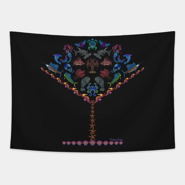 Marine Creature Martini Tapestry by artsytoocreations